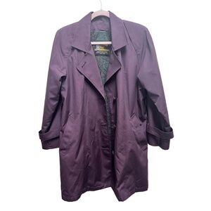 LONDON FOG Womens Size 8 Purple Classic Trench Coat Paisley Lined Vintage